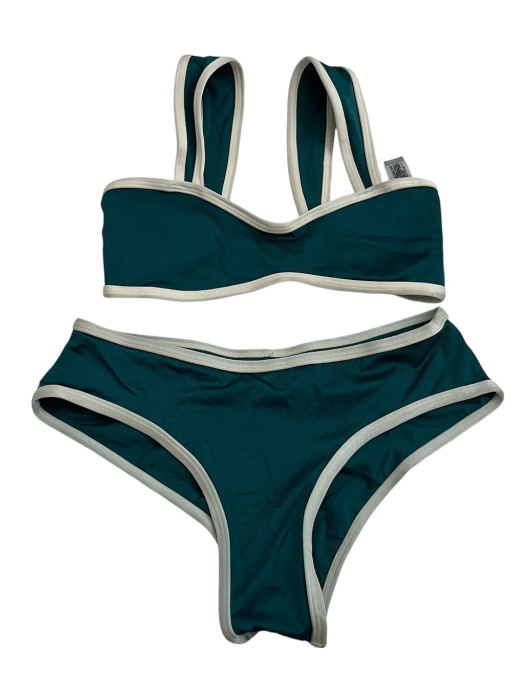 ONEONE cheeky Teal High-Waist Bikini Set with Cream Trim